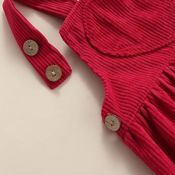Babyflicka kläder Nyfödd klänning set Långärmad blomma Body Romper Manchester Overall Klänning Spädbarn Kläder 0-3 månader 0-3 months Red