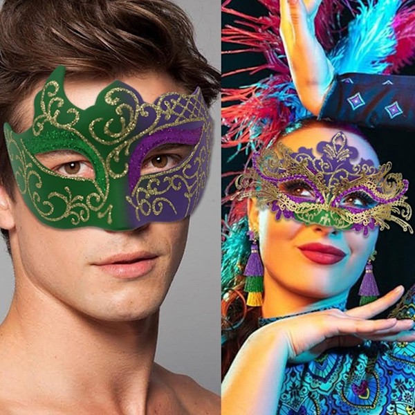 Naamio naamio naisille ja miehille, Venetsian naamio, Halloween, Mardi Gras, naamiaiskostipuku 0.08 9