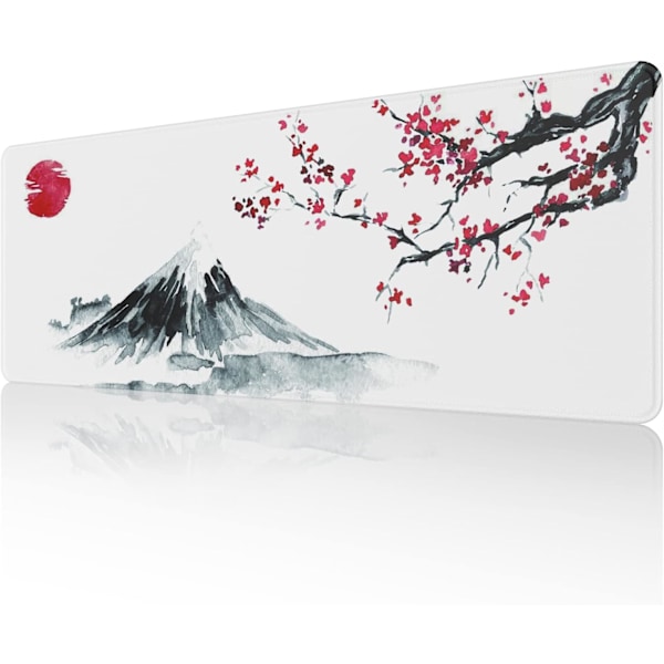 Japansk kirsebærblomst hvit musematte (31,5 × 11,8 × 0,12 tommer)