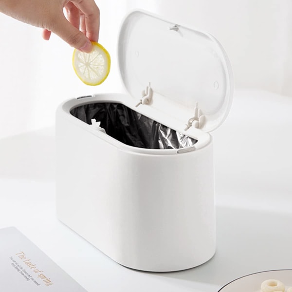 Small trash can with lid, mini trash can for kitchen by