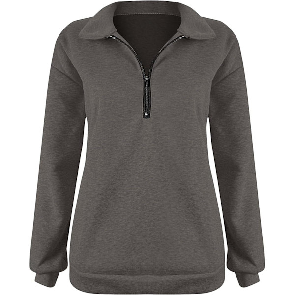 Dam Sweatshirts Höst Överdimensionerad Halv Zip Pullover Långärmad Sweatshirt Kvart Zip Trendig Hoodie Outfits För Tonåringar m0 dark Gray Medium