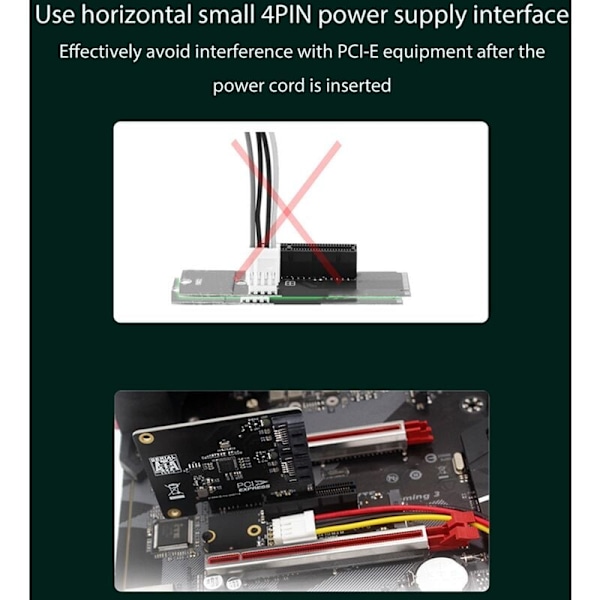 NGFF M.2 til PCI-E 4X Riser-kort M2 M Key til PCIe X4 Adapter med LED-indikator SATA Power Riser til Mining