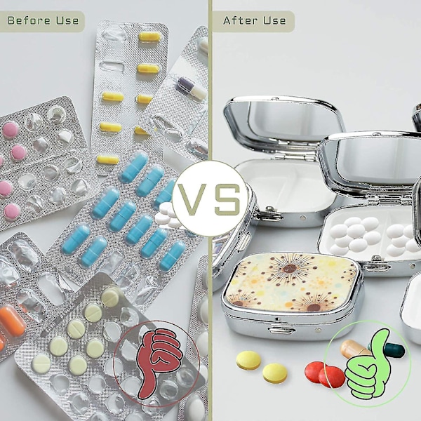 6-pakkaus pillerirasioita, pillerikotelo, pillerilaatikko, metallia L-kirjaimella, 2 lokeroa, kannettava matkapakkaus