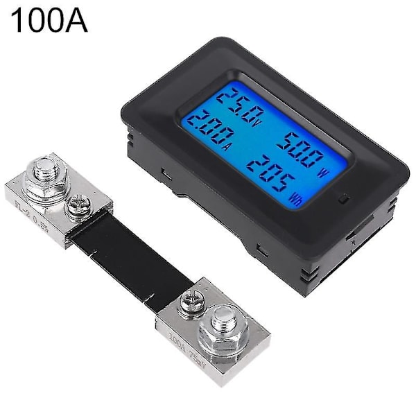 LCD 4 in 1 DC-jännitevirta-tehomittarin ilmaisin Amperimetro Shunt
