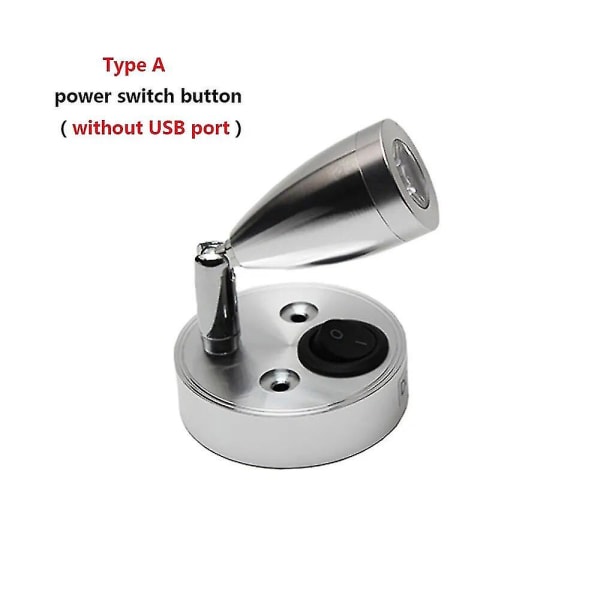 Dc12v 24v Rv Båd LED Læselampe Fleksibel Væglampe til Soveværelse Dekoration RV Lamper med USB Opladning Po Warm White C-Silver