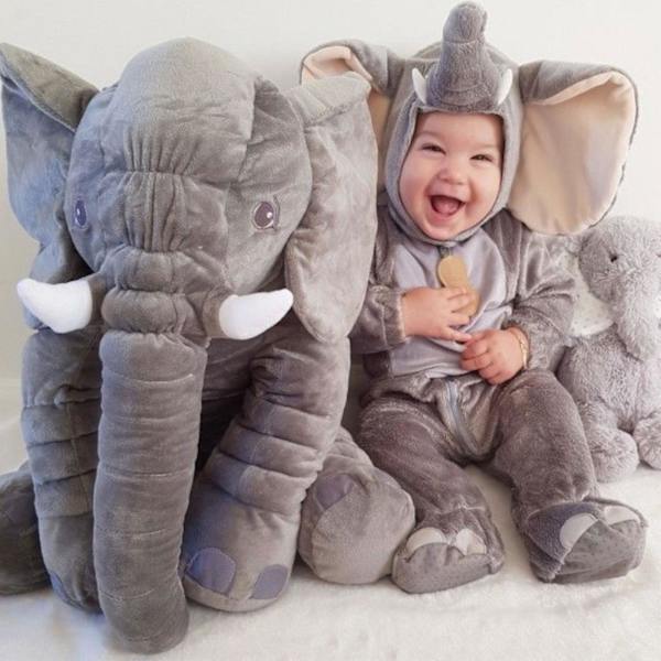 Stor elefant plys bamse grå blød udstoppet dyr pude plys Grey