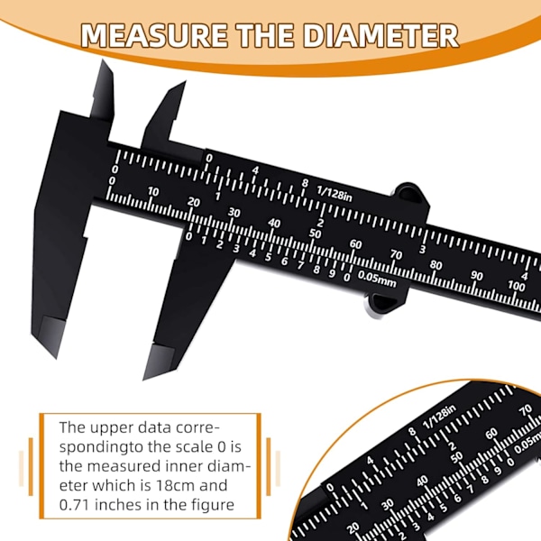 Muovista valmistettu vernier-mitta, 150 mm Mini vernier-mitta Double S,ZQKLA