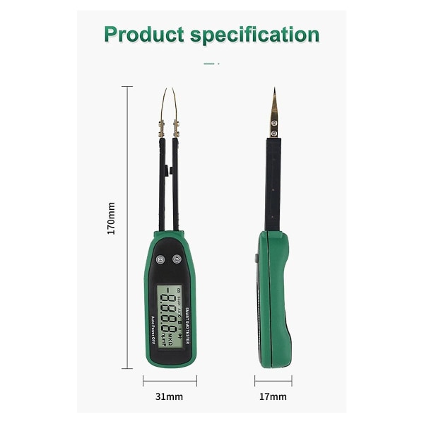 Smart Smd Tester Multimeter Auto Range Kapacitans Resistans Diod Kondensator Rotationsbar Pinsett Lcd D