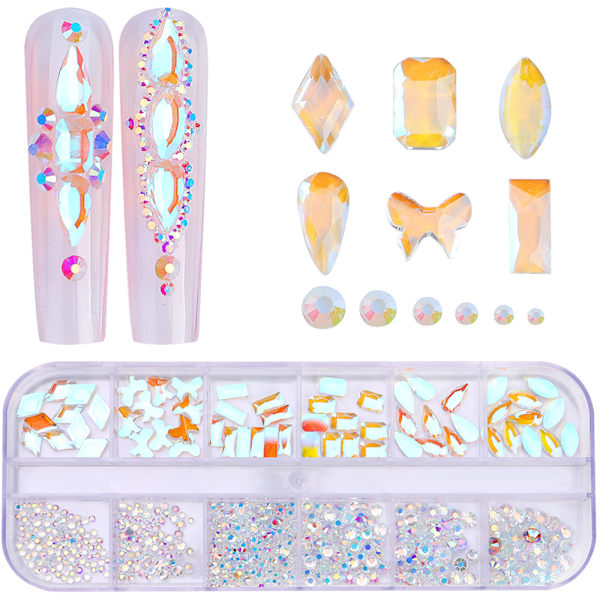 Negle-rhinsten, krystaller, ædelsten, multi-negleperler