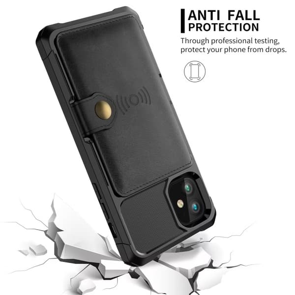 iPhone 11 - Stødsikkert Cover 4-RUMS Kortholder Sort Black