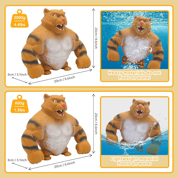 Tiger Toys, Rolig Stretch Tiger Leksak för Barn och Vuxna, Kläm Stress Tiger