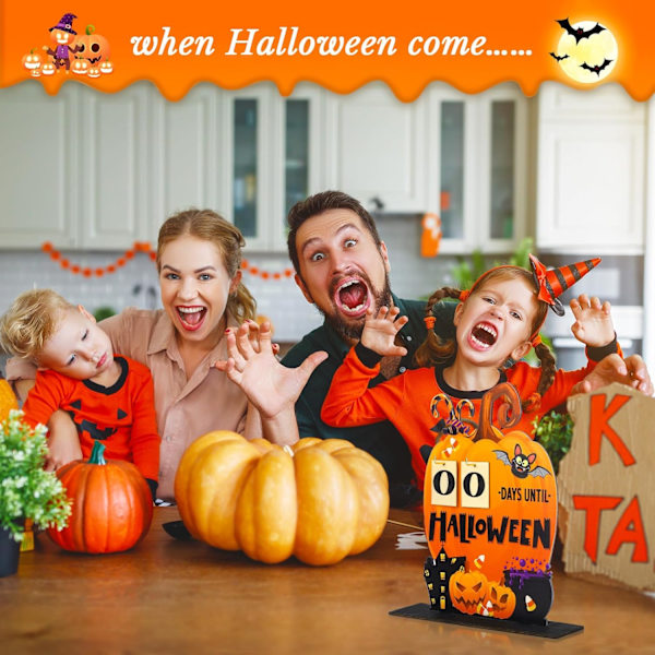 Halloween-laskunta-kalenteri Halloween-puinen laskuenta-kalenteri Puinen pöytäpalikat Koti Luokkahuone Käsintehty Pöytäkoristeet Halloween-lahjat (Kurpitsa)