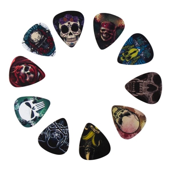 10-pack skull picks, multi-colored