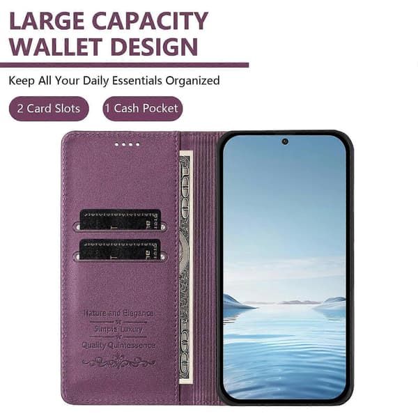 Søde Katte Præget Magnetisk RFID Vegansk Læder Telefoncover Violet Purple For Ulefone Note 19