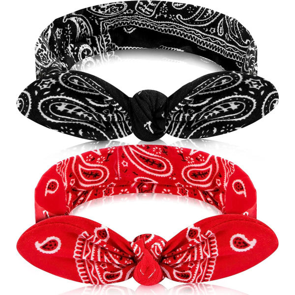 Damer Rød Sort Retro Turban (Bohemian Bow Mønster)