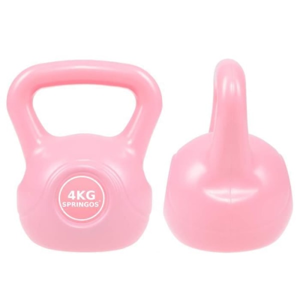 Kettlebell 4 kg plast - Rosa - SPRINGOS - Konstant balanse i hele kroppen - Fitness - Blandet Rosa