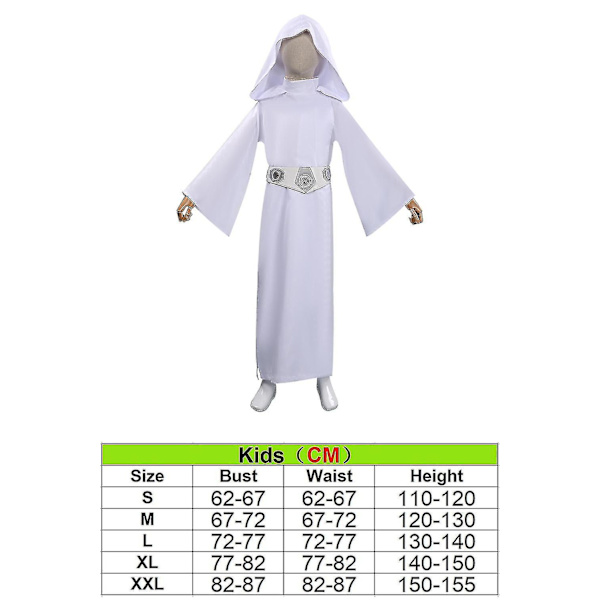 Carnival 2024 Lasten ja Aikuisten Avaruus Taistelu Prinsessa Puku naamiaiskutsuihin Valkoinen Roba Roolipeli Leia Cosplay Puku Lapsille Kids S