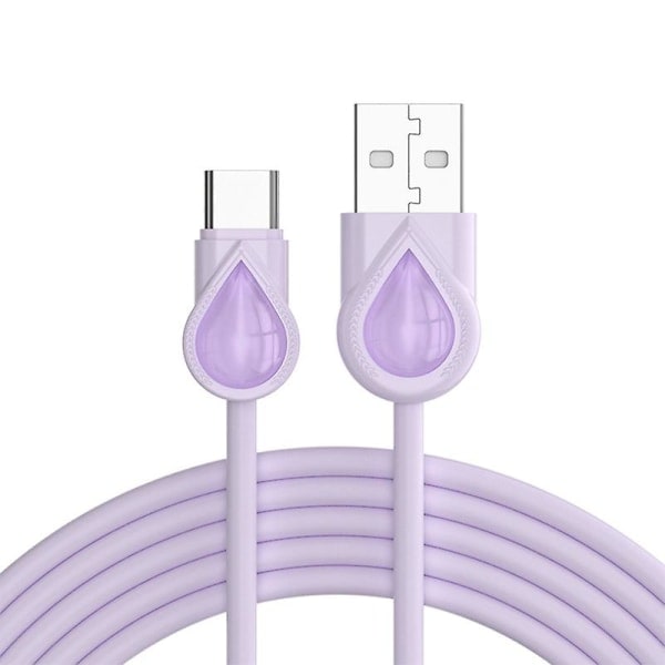 Datakabel 2-i-1 Dc5v 2.5a Type-c Dataoverføring Hurtiglader Ledning Kabel for Android Mobiltelefon Jikaix Lilla