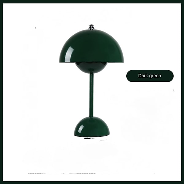 Nordisk dansk blomsterknopp bordlampe, bryllupsværelse, soveværelse, skrivebordsdekoration, lampe, sengebordslampe (genopladelig) Dark green