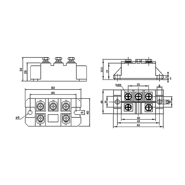 Mds 150a 1600v trefas diodbryggmodul Mds150a