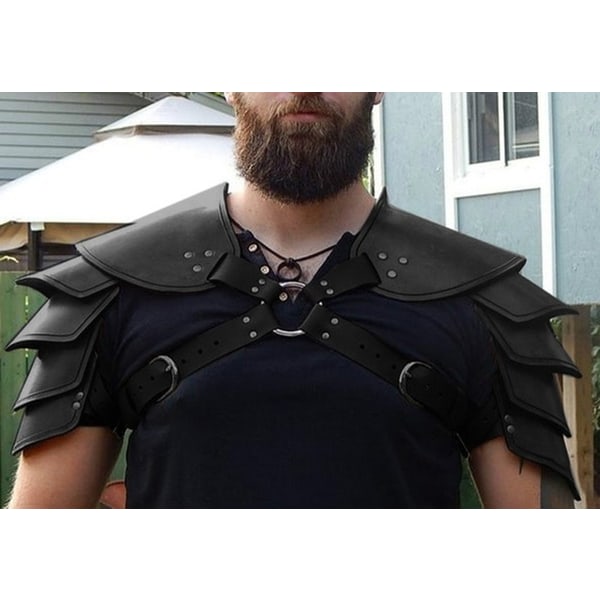 Betterlifefg-Medieval Viking Leather Double Shoulder Armor Steampunk Vintage Leather Harness Retro Spartacus Warrior Gladiator Leather Armor