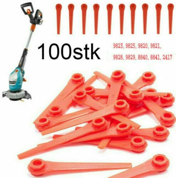 100x Plastkniver Reservekniver Til Gardena Gresstrimmer Easycut Li-18/23r (100stk) -t