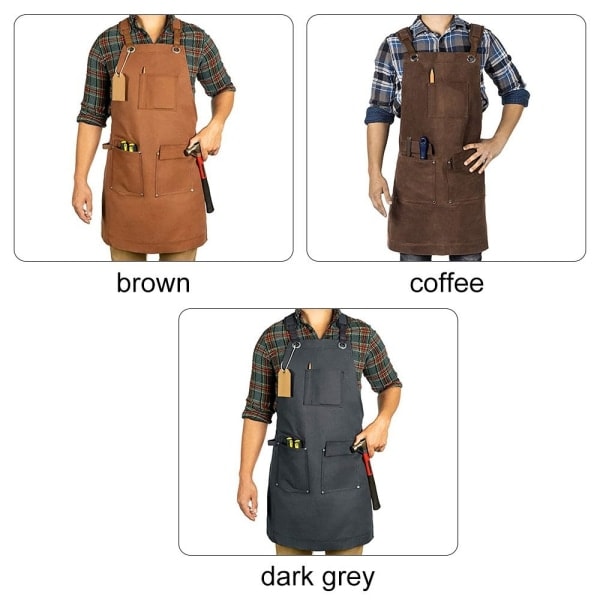 Arbeidsforkle med verktøylommer Heavy Duty Unisex Canvas Fork mørkegrå dark grey