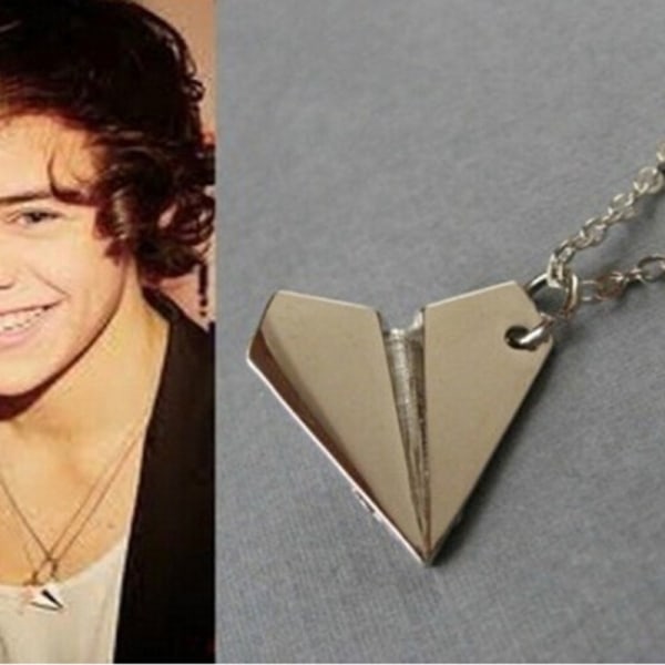 Harry Style Pappersflygplan Hänge Halsband Smycken Kedja