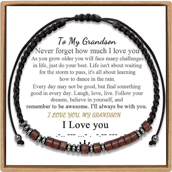Hemligt meddelande Träpärlor med snöre smycken Födelsedag Jul Mors dag 🐆𝐢𝐟𝐭 𝐟𝐨𝐫 𝐇𝐫 Mamma Mormor