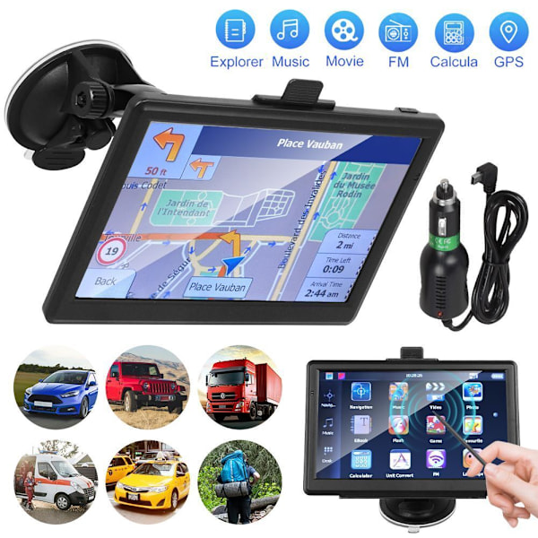 7\" tommer GPS-navigationsenhed til bil lastbil bilnavigationsenhed 8GB + 256MB EU-kort; 7 tommer GPS-navigationsenhed til bil lastbil bilnavigation