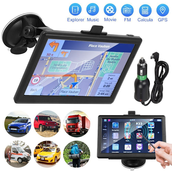 7 tuuman GPS-navigointilaite autolle, kuorma-autolle, auton navigointilaite 8 Gt + 256 Mt EU-kartta; 7 tuuman GPS-navigointilaite autolle, kuorma-autolle, auton navigointi