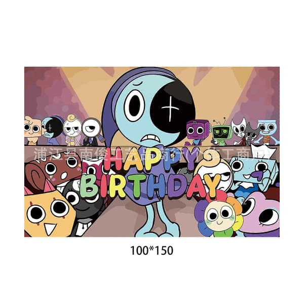 Dandy's World-tema bursdagsdekorasjoner for barn background cloth