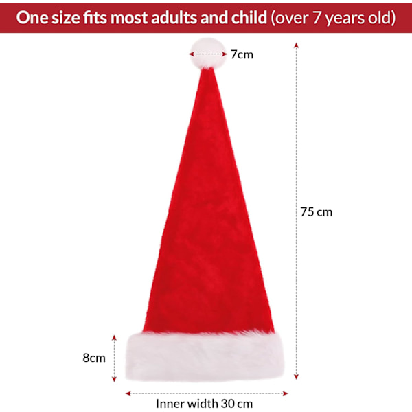 Julhatt Tomtehatt För Vuxna, Plus Lång Julhatt Lyxig Tomtehatt, Julpartyhatt För Män Och Kvinnor, Jultillbehör Röd RED adult