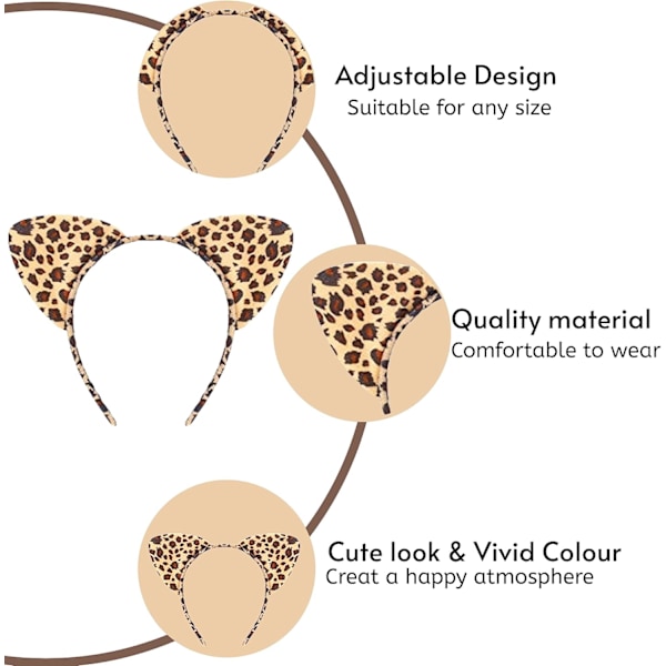 ELÄIMEN KORVAT JA HÄNTÄ SETTI Asuste Fancy Dress Party Lapsille Aikuisten Pääpanta (Leopard Set)