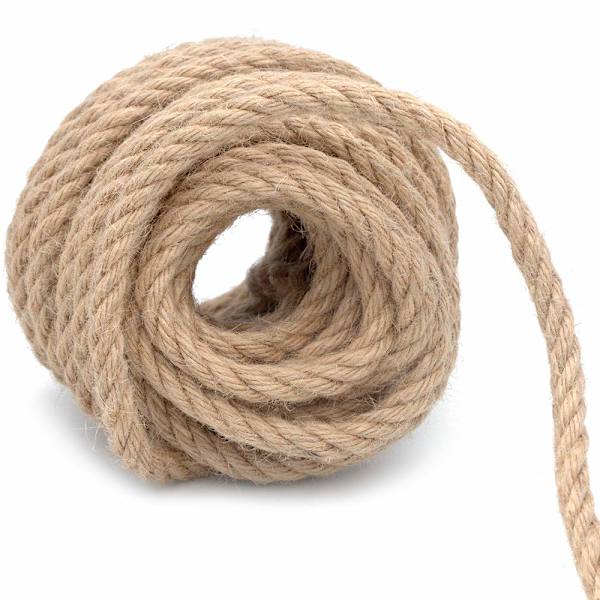 Jutegarn hamperep 8mm tykk for dekorasjon DIY håndverk hagearbeid kattetre (10 meter)