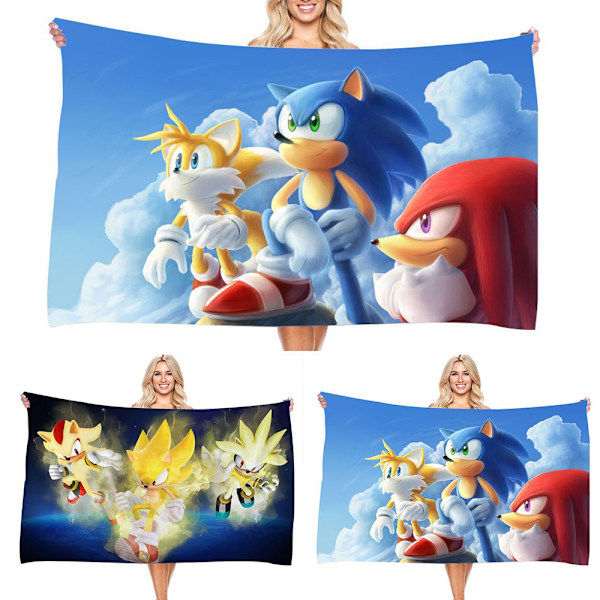 Sonic The Hedgehog Mikrofiber Strandhåndkle Barn Voksne Badehåndklær A