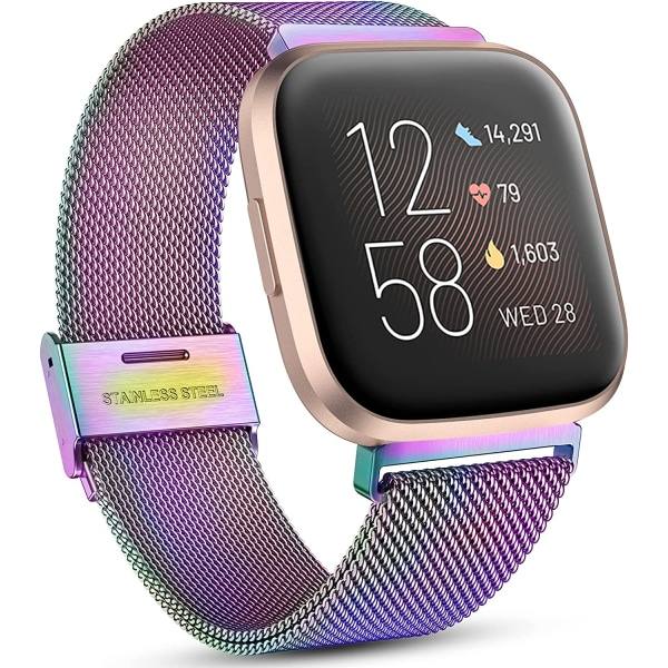 Metallband kompatibel med Fitbit Versa för kvinnor och män, färgglad (passar för 6,0\"-8,0\")