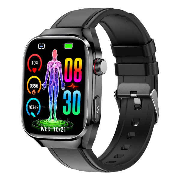 INF Smartwatch EKG, puls, blodtryk, søvn, skridttæller Svart Sort