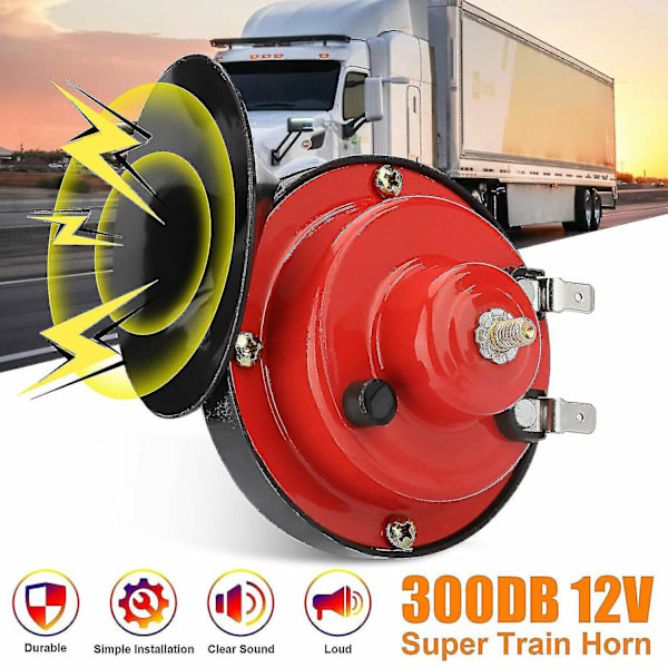 12V 300DB Super Loud Train Horn Waterproof for Motorcycle Car Truck SUV Boat Red