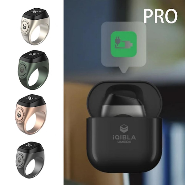 Vattentät Iqibla Zikr 1 Tasbih Smart Ring För Muslimer Räknare Black 22MM