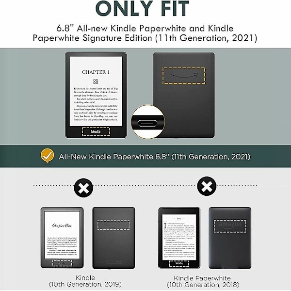 6,8 tommers Smart Cover Folio-deksel for Kindle Paperwhite 5 11. generasjon 2021 Grey