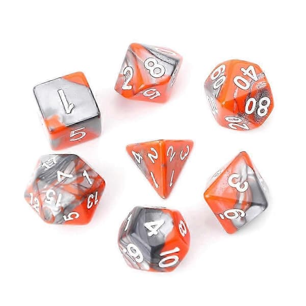 7 st/set Akryl Polyhedral Tärningar För TRPG Brädspel D4-D20--Orange{h}