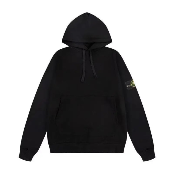 Stone Trendy American Stone Island Emblem Ren Bomuld Hoodie Til Mænd Kvinder High Street Løs Frakke Hoodie GRÅ GRAY M