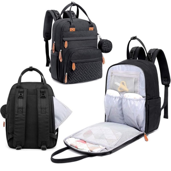 Skötvässelryggsäck med portabel skötbädd för mammor och pappor dark grey