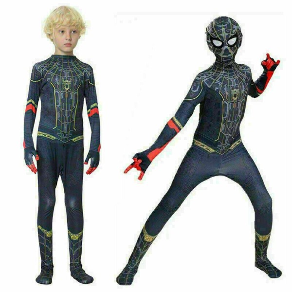 Sort og guld Spiderman Cosplay Cosplay Jumpsuit til børn drenge sort og guld Spiderman Black and Gold Spiderman 4-5Years = EU98-110