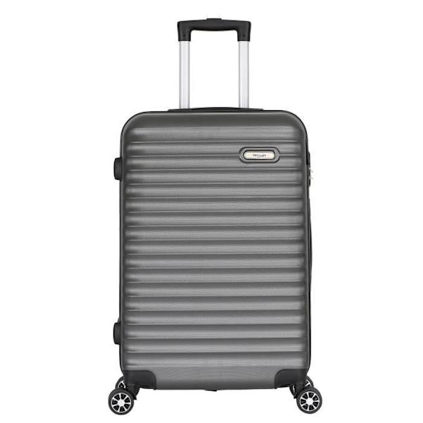 Set med medelstor resväska 65cm 4 hjul + Toalettväska med fjäder och stödben från varumärket Trolley ADC (Antracit)