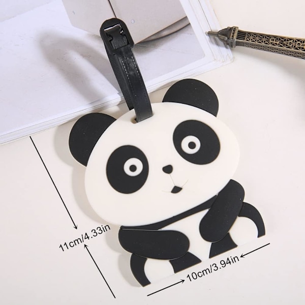 Bagagemærker 4 stk. Bagagemærker til rejsetasker Fleksible silikone Panda kuffertmærker med ID Navn Adresse[qb]