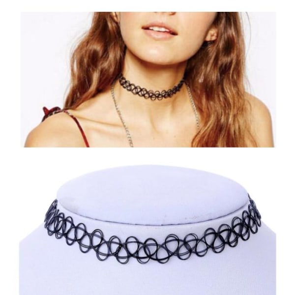 2-pakning Choker Halskjede / Halskjede - One size Svart one size