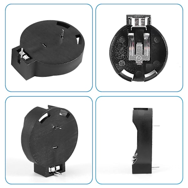 2 stk. CR2450 Møntcelle Batteriholder Etui 2 Pin Sort - MXBC