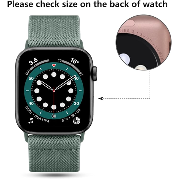 Loop-rem til Apple Watch - Justerbar nylon sportsrem til iWatch SE Series 9/8/7/6/5/4/3/2/1